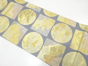 本金箔　流水に草花・古典柄織り出し　袋帯